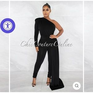 BRAND NEW! Black Single sleeve train jumpsuit from Chic Couture Online